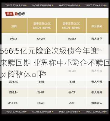 566.5亿元险企次级债今年迎来赎回期 业界称中小险企不赎回风险整体可控