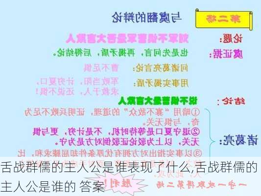 舌战群儒的主人公是谁表现了什么,舌战群儒的主人公是谁的 答案