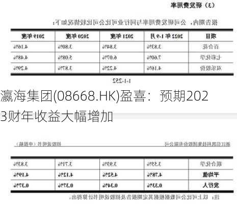 瀛海集团(08668.HK)盈喜：预期2023财年收益大幅增加