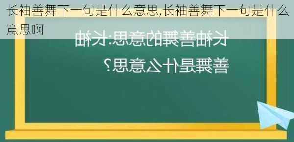 长袖善舞下一句是什么意思,长袖善舞下一句是什么意思啊