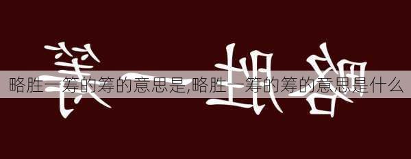 略胜一筹的筹的意思是,略胜一筹的筹的意思是什么