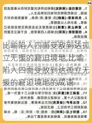 比喻陷入四面受敌到达孤立无援的窘迫境地,比喻陷入四面受敌到达孤立无援的窘迫境地的成语