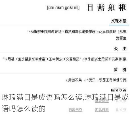 琳琅满目是成语吗怎么读,琳琅满目是成语吗怎么读的