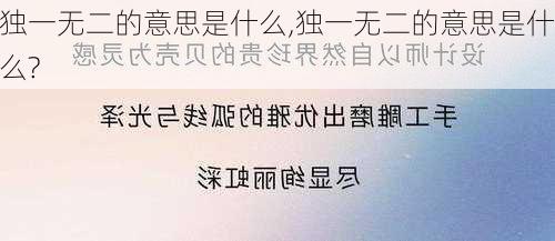 独一无二的意思是什么,独一无二的意思是什么?