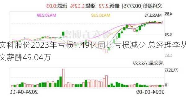 文科股份2023年亏损1.49亿同比亏损减少 总经理李从文薪酬49.04万