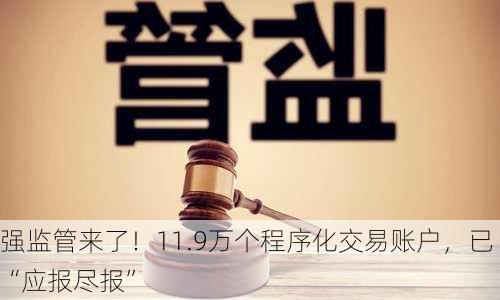 强监管来了！11.9万个程序化交易账户，已“应报尽报”