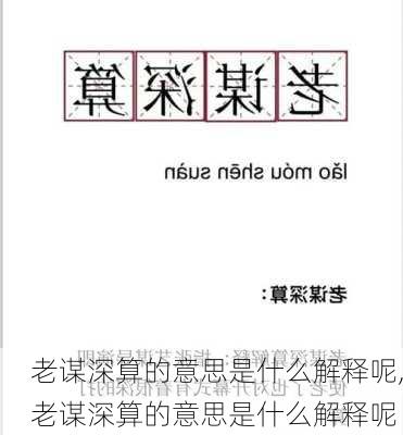 老谋深算的意思是什么解释呢,老谋深算的意思是什么解释呢