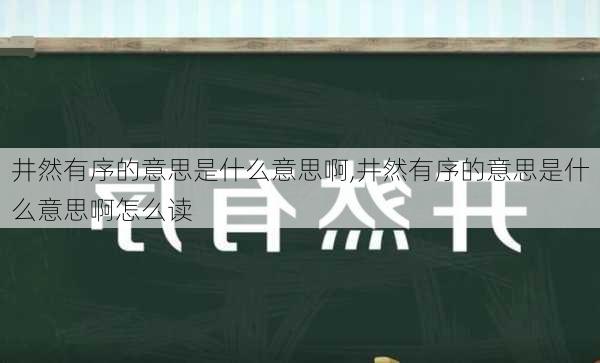 井然有序的意思是什么意思啊,井然有序的意思是什么意思啊怎么读