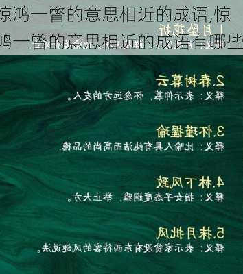 惊鸿一瞥的意思相近的成语,惊鸿一瞥的意思相近的成语有哪些