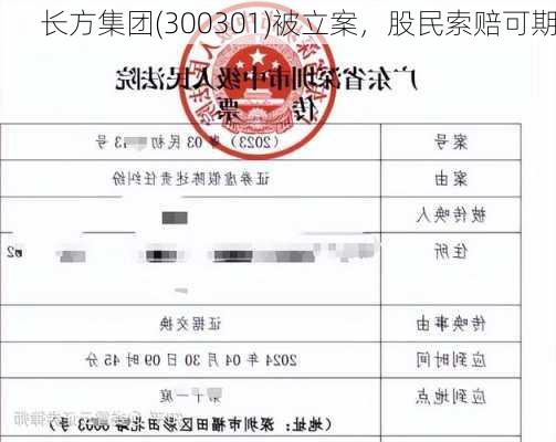 长方集团(300301)被立案，股民索赔可期