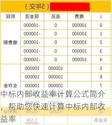 中标内部收益率计算公式简介，帮助您快速计算中标内部收益率