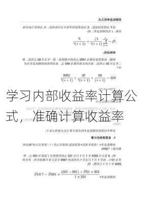 学习内部收益率计算公式，准确计算收益率