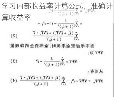 学习内部收益率计算公式，准确计算收益率