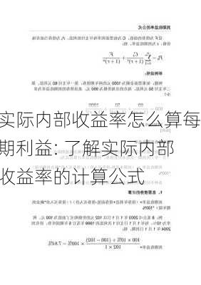 实际内部收益率怎么算每期利益: 了解实际内部收益率的计算公式