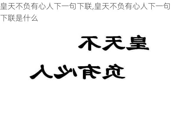 皇天不负有心人下一句下联,皇天不负有心人下一句下联是什么