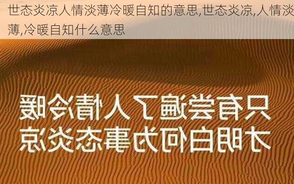 世态炎凉人情淡薄冷暖自知的意思,世态炎凉,人情淡薄,冷暖自知什么意思