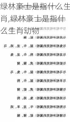 绿林豪士是指什么生肖,绿林豪士是指什么生肖动物