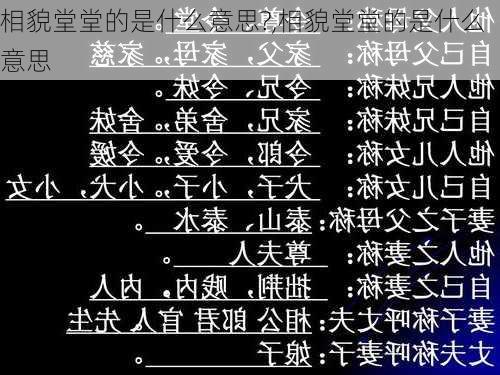 相貌堂堂的是什么意思?,相貌堂堂的是什么意思