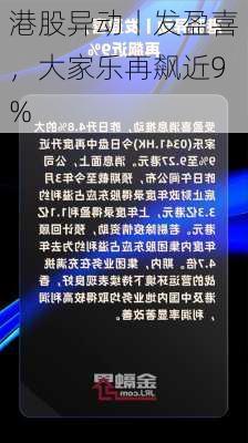 港股异动丨发盈喜，大家乐再飙近9%