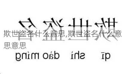 欺世盗名什么意思,欺世盗名什么意思意思