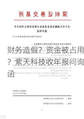 财务造假？资金被占用？紫天科技收年报问询函