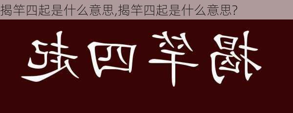 揭竿四起是什么意思,揭竿四起是什么意思?