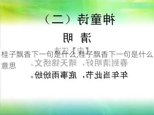 桂子飘香下一句是什么,桂子飘香下一句是什么意思