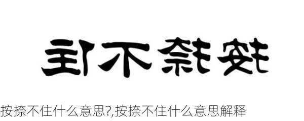 按捺不住什么意思?,按捺不住什么意思解释