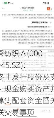 深纺织Ａ(000045.SZ)：终止发行股份及支付现金购买资产并募集配套资金暨关联交易事项