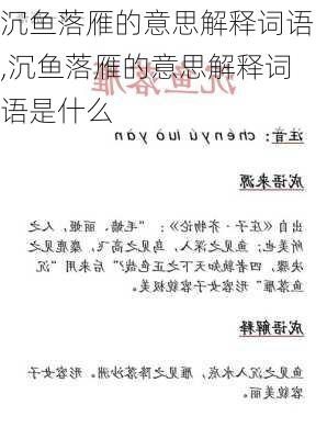 沉鱼落雁的意思解释词语,沉鱼落雁的意思解释词语是什么