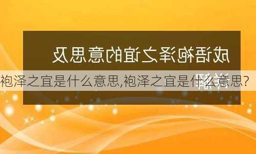 袍泽之宜是什么意思,袍泽之宜是什么意思?