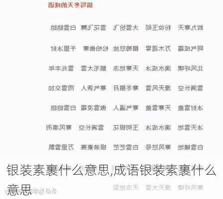 银装素裹什么意思,成语银装素裹什么意思