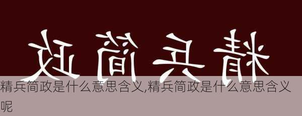 精兵简政是什么意思含义,精兵简政是什么意思含义呢