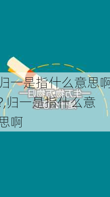 归一是指什么意思啊?,归一是指什么意思啊