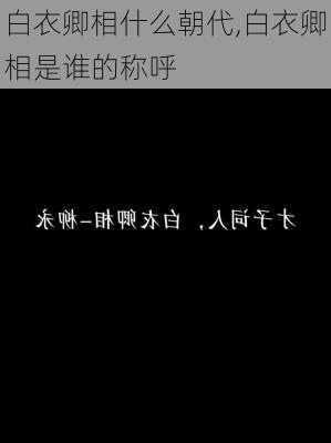 白衣卿相什么朝代,白衣卿相是谁的称呼