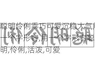 聪明伶俐乖巧可爱沉稳大气用一个字形容,用一个字形容聪明,伶俐,活泼,可爱