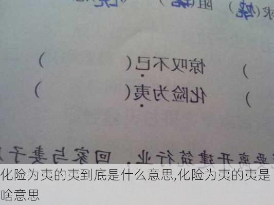 化险为夷的夷到底是什么意思,化险为夷的夷是啥意思