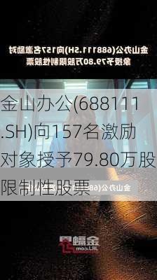 金山办公(688111.SH)向157名激励对象授予79.80万股限制性股票