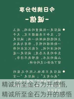 精诚所至金石为开感悟,精诚所至金石为开的感悟