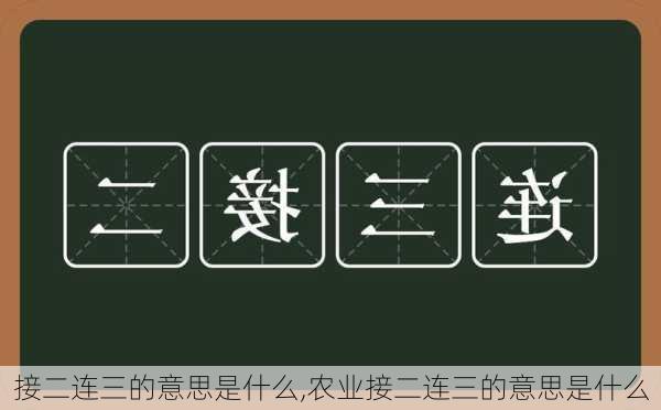 接二连三的意思是什么,农业接二连三的意思是什么