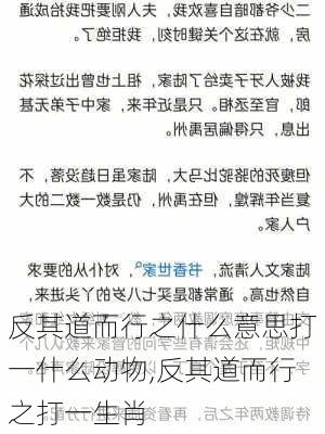 反其道而行之什么意思打一什么动物,反其道而行之打一生肖