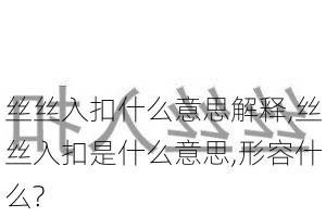 丝丝入扣什么意思解释,丝丝入扣是什么意思,形容什么?