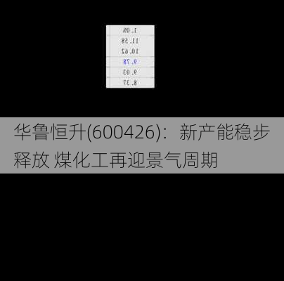 华鲁恒升(600426)：新产能稳步释放 煤化工再迎景气周期