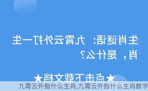 九霄云外指什么生肖,九霄云外指什么生肖数字