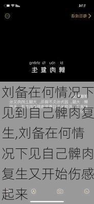 刘备在何情况下见到自己髀肉复生,刘备在何情况下见自己髀肉复生又开始伤感起来