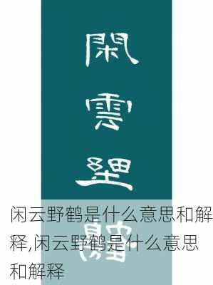 闲云野鹤是什么意思和解释,闲云野鹤是什么意思和解释