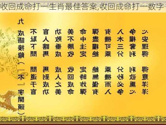 收回成命打一生肖最佳答案,收回成命打一数字