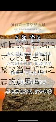 如蝼蚁当有鸿鹄之志的意思,如蝼蚁当有鸿鹄之志的意思吗