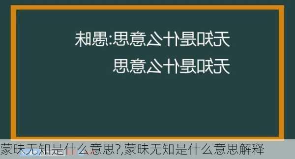 蒙昧无知是什么意思?,蒙昧无知是什么意思解释