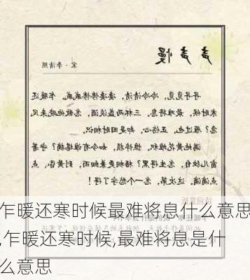 乍暖还寒时候最难将息什么意思,乍暖还寒时候,最难将息是什么意思